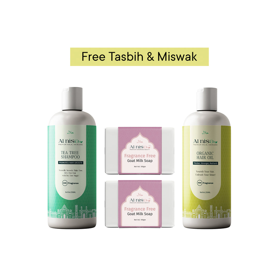 Hajj/Umrah Fragrance Free Kit 1 | Handmade Milk Soap 100gmx2pcs | Hair Oil | Hair Shampoo
