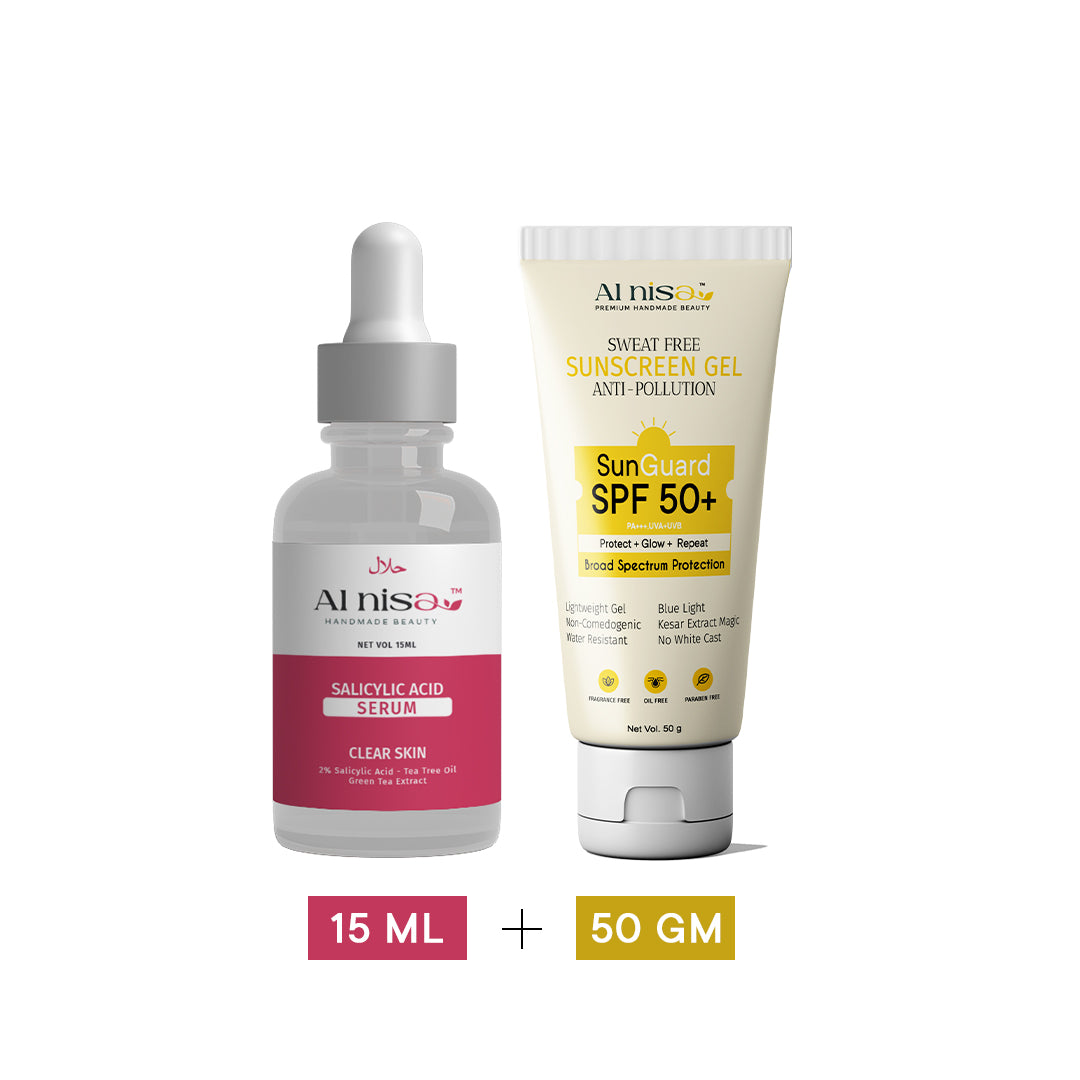 Pimple Face Serum & De-tanning Sunscreen Gel 50gm Combo