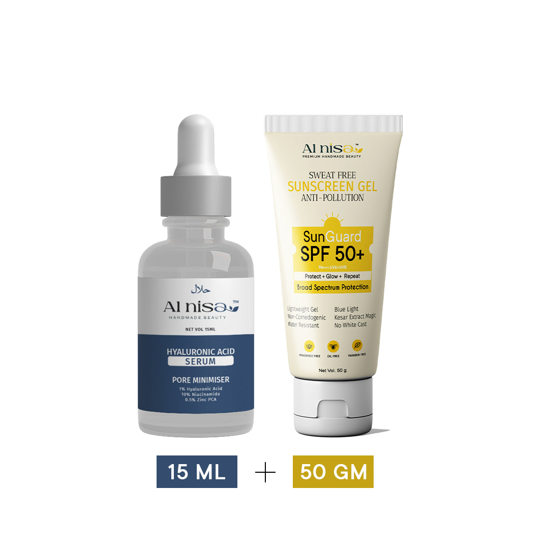 Hydration Face Serum & De-tanning Sunscreen Gel 50gm Combo